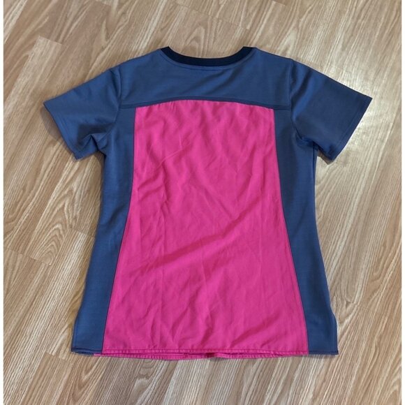 Carhartt Scrub Top Women M Force Scrub Top Magenta & Gray Stretch Fabric V-Neck - Picture 6 of 7